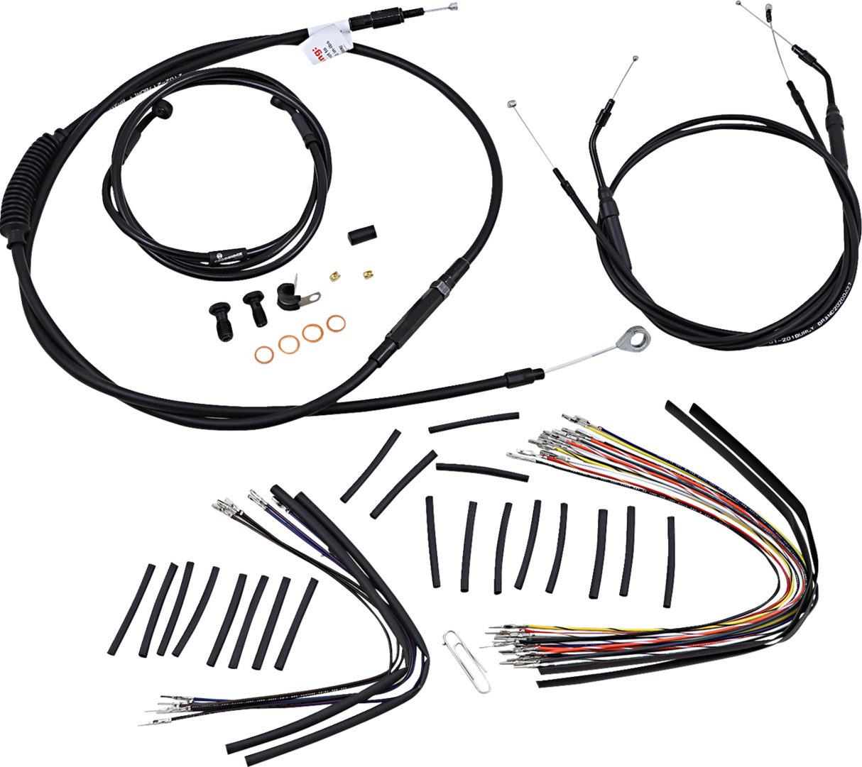 Complete Black Vinyl Handlebar Cable/Line Kit for Ape Hangers