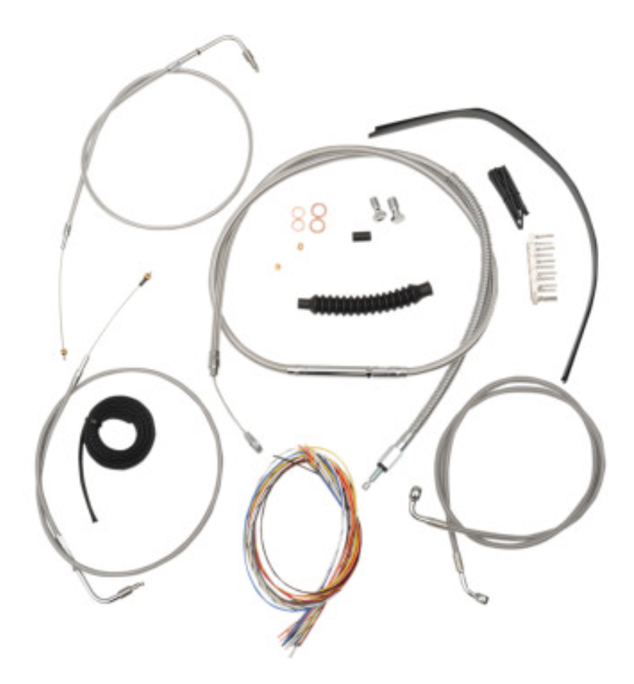Complete Stainless Braided Handlebar Cable/Brake Line Kit - Mini Handlebars - '00-'06 FXST