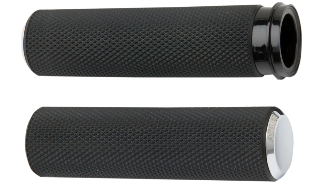 Black Fusion Knurled Grips Chrome Tips for TBW