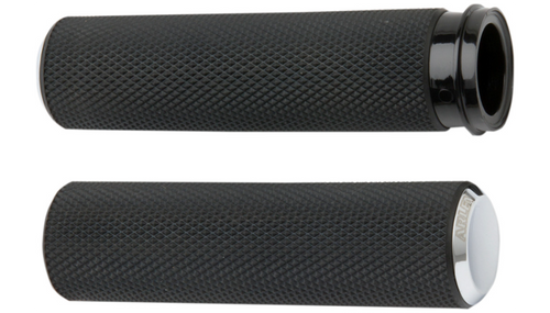 Black Fusion Knurled Grips Chrome Tips for TBW