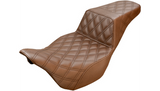 Step-Up Seat - Full Lattice Stitch - Brown - FLH 2008-2023 Bagger