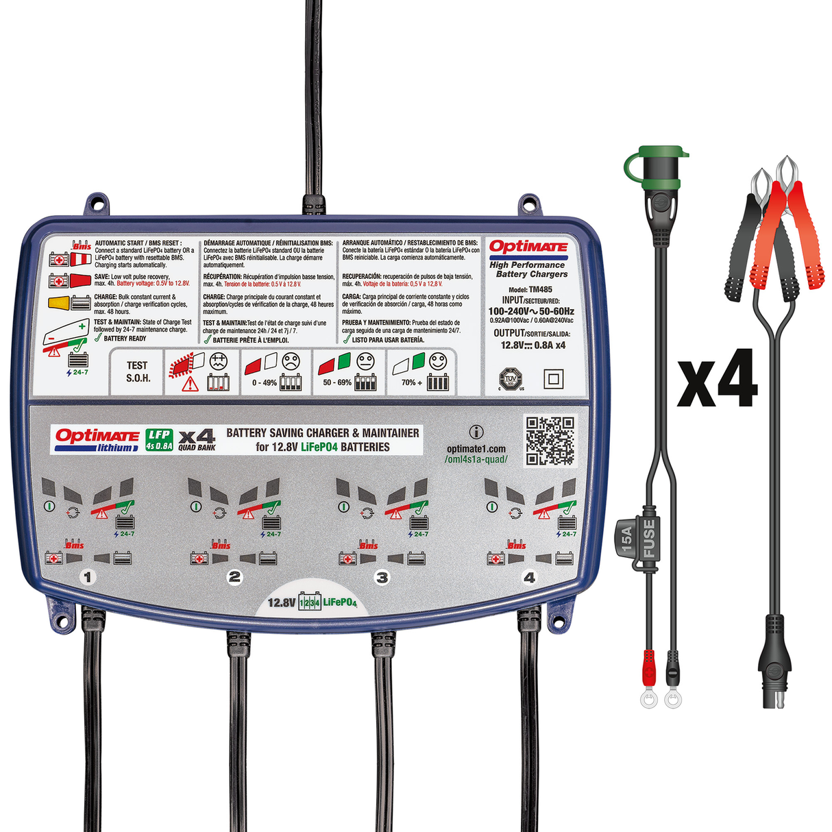 OptiMate™ Lithium Quad Bank Charger and Maintainer