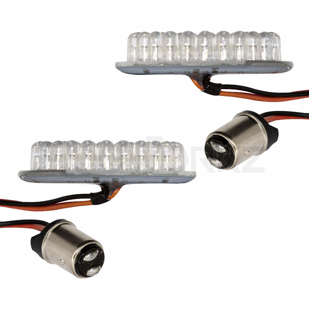 LED Rear Turn Signals for Harley Davidson | 1157 Base, Bullet Lens HOGWORKZ Halomaker