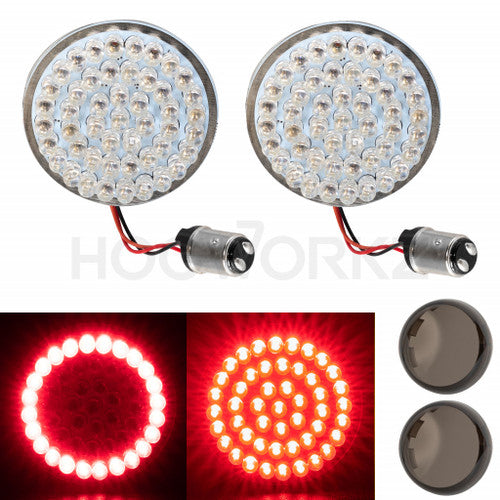 LED Rear Turn Signals for Harley Davidson | 1157 Base, Bullet Lens HOGWORKZ Halomaker